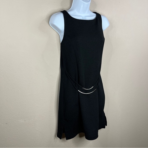 Vintage Lisa Jo Black Sleeveless Stretch Metal Belt Accent 90s Event Party - Picture 6 of 9